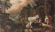 Roelant Savery Herders resting and watering their animals by a set of ruins Spain oil painting artist